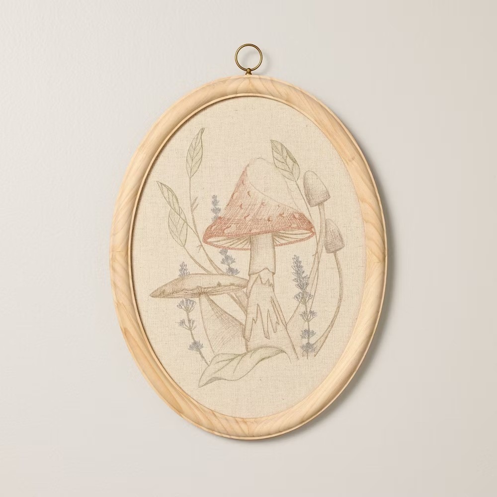 Mushroom Embroidered Oval Framed Wall Art 17x13 - Hearth & Hand Magnolia, Target